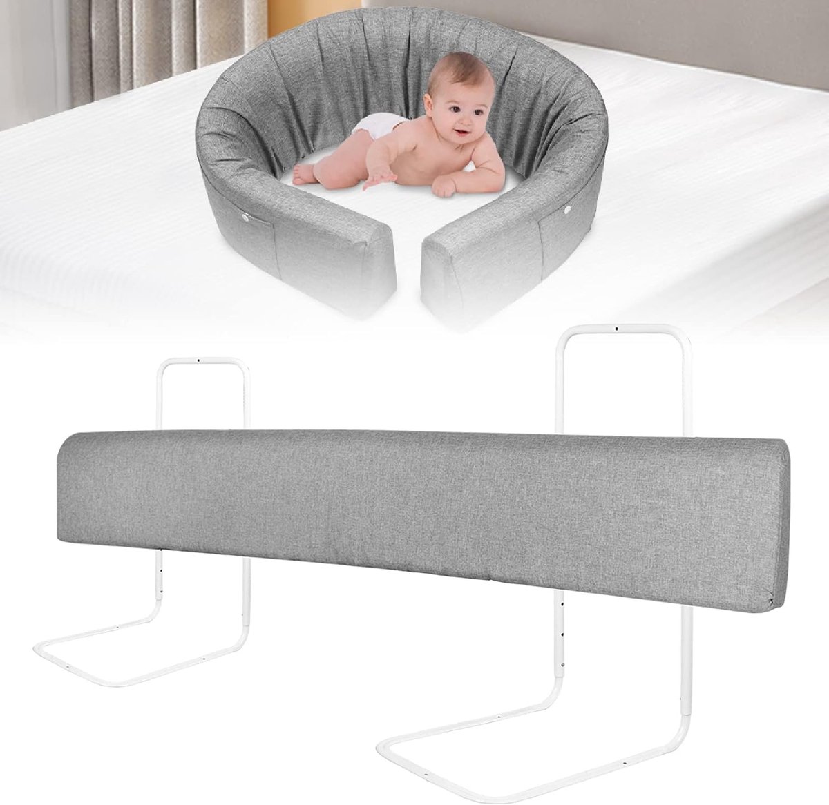In hoogte verstelbaar bedhek voor kinderen - valbescherming en bedrandbescherming, flexibel en veilig, geschikt voor peuters en baby's