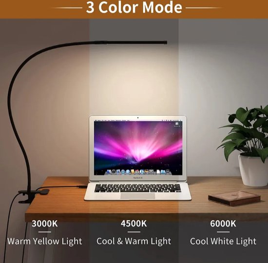 LED Desk Lamp - Verstelbare Bureaulamp met Klem en Geheugenfunctie