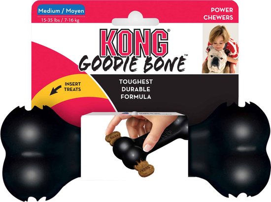 Kong Extreme Goodie Bone - Honden Speelgoed - Zwart - 18 cm - M - KONG
