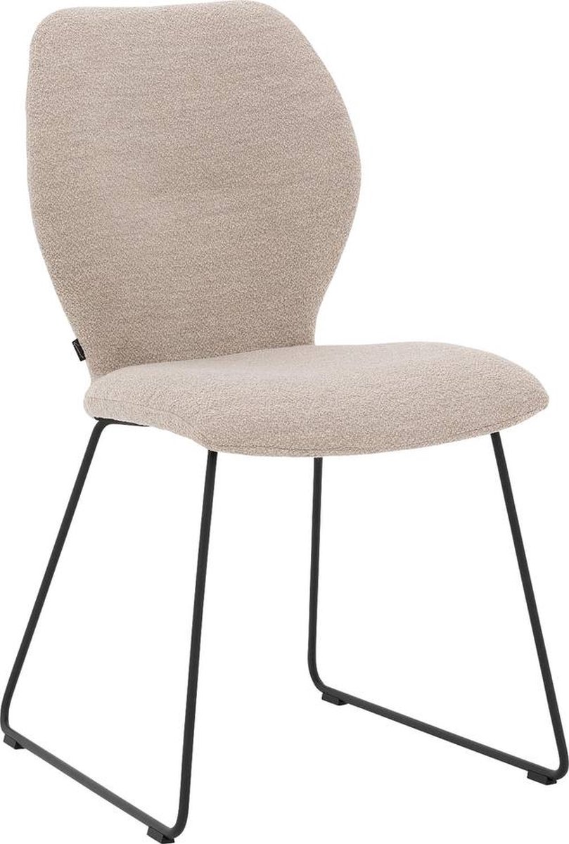 Goossens Eetkamerstoel Hera - Zonder Armleuning - Stof - Beige - Sledepoot