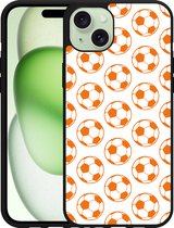 Cazy Hardcase Hoesje geschikt voor iPhone 15 Plus Orange Soccer Balls