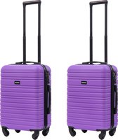 BlockTravel kofferset 2 delig ABS handbagage met wielen afneembaar 39 liter - inbouw TSA slot - lichtgewicht - paars