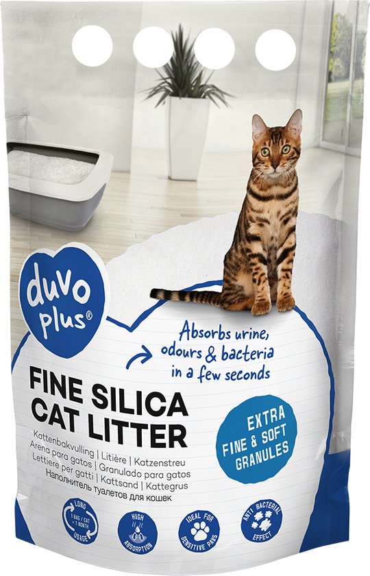 Duvoplus - Kattenbakvulling - Kat - Premium Fijne Silica Kattenbakvulling 0,5-1,5mm - 5l - 2kg Wit - 1st