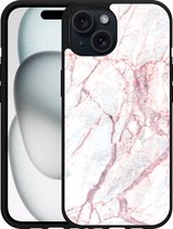 Cazy Hardcase Hoesje geschikt voor iPhone15 White Pink Marble