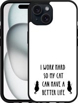Cazy Hardcase Hoesje geschikt voor iPhone15 Royalty Cat Zwart