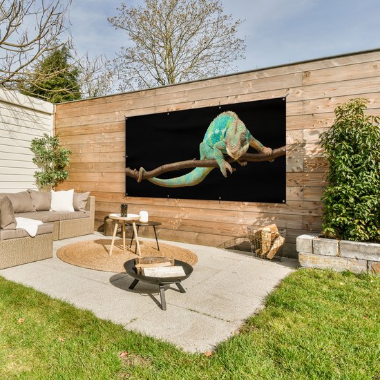 Affiche clôture Caméléon - Branche - Pastel - 200x100 cm - Toile de jardin