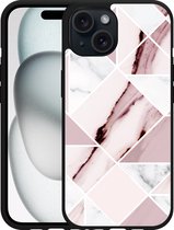 Cazy Hardcase Hoesje geschikt voor iPhone15 Roze Marmer