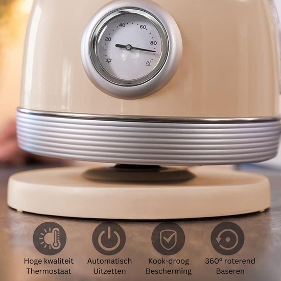 Russell Hobbs Retro Vintage Cream Waterkoker 1.7L 2400W Crème/Chroom | bol