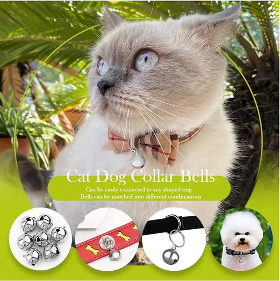 Nobleza Halsbandbelletje - Kattenbelletje - Hondenbelletje - Belletje voor hond en kat - Metaal Chrome - 15 mm - Nobleza