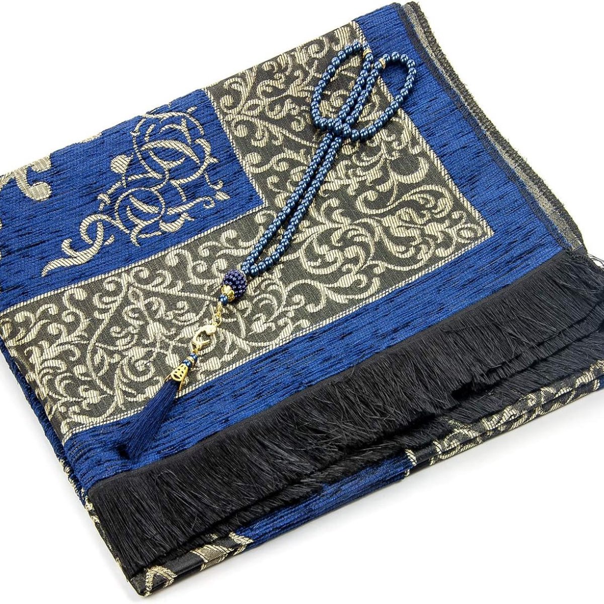 Gebedskleed - Hemels Zacht Islamitisch Gebedskleed met Chenille Stof in Marineblauw