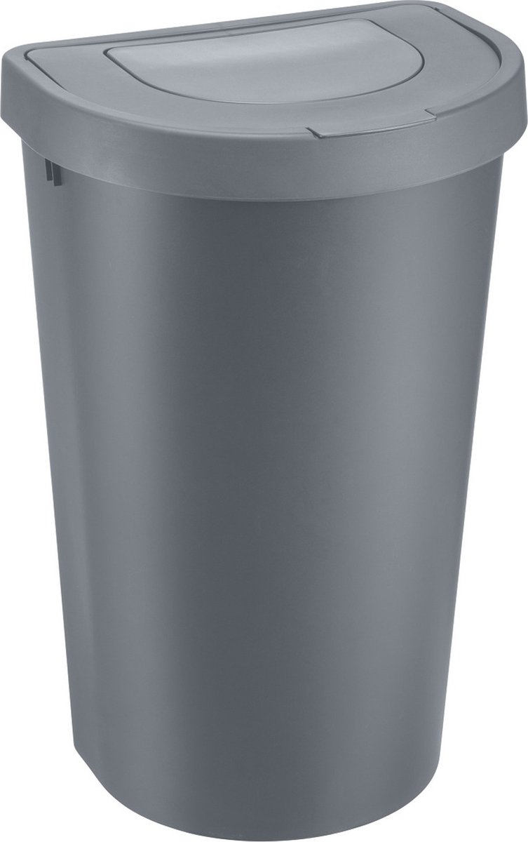 Goedkoopste Plast Team - Prullenbak - klapdeksel - 45 l - Seattle Swing - Grijs