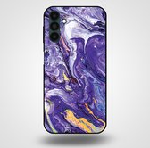 Smartphonica Telefoonhoesje voor Samsung Galaxy A04s met marmer opdruk - TPU backcover case marble design - Goud Paars / Back Cover geschikt voor Samsung Galaxy A04s