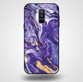Smartphonica Telefoonhoesje voor Samsung Galaxy A6 Plus 2018 met marmer opdruk - TPU backcover case marble design - Goud Paars / Back Cover geschikt voor Samsung Galaxy A6 Plus 2018
