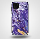 Smartphonica Telefoonhoesje voor Samsung Galaxy A22 4G met marmer opdruk - TPU backcover case marble design - Goud Paars / Back Cover geschikt voor Samsung Galaxy A22 4G