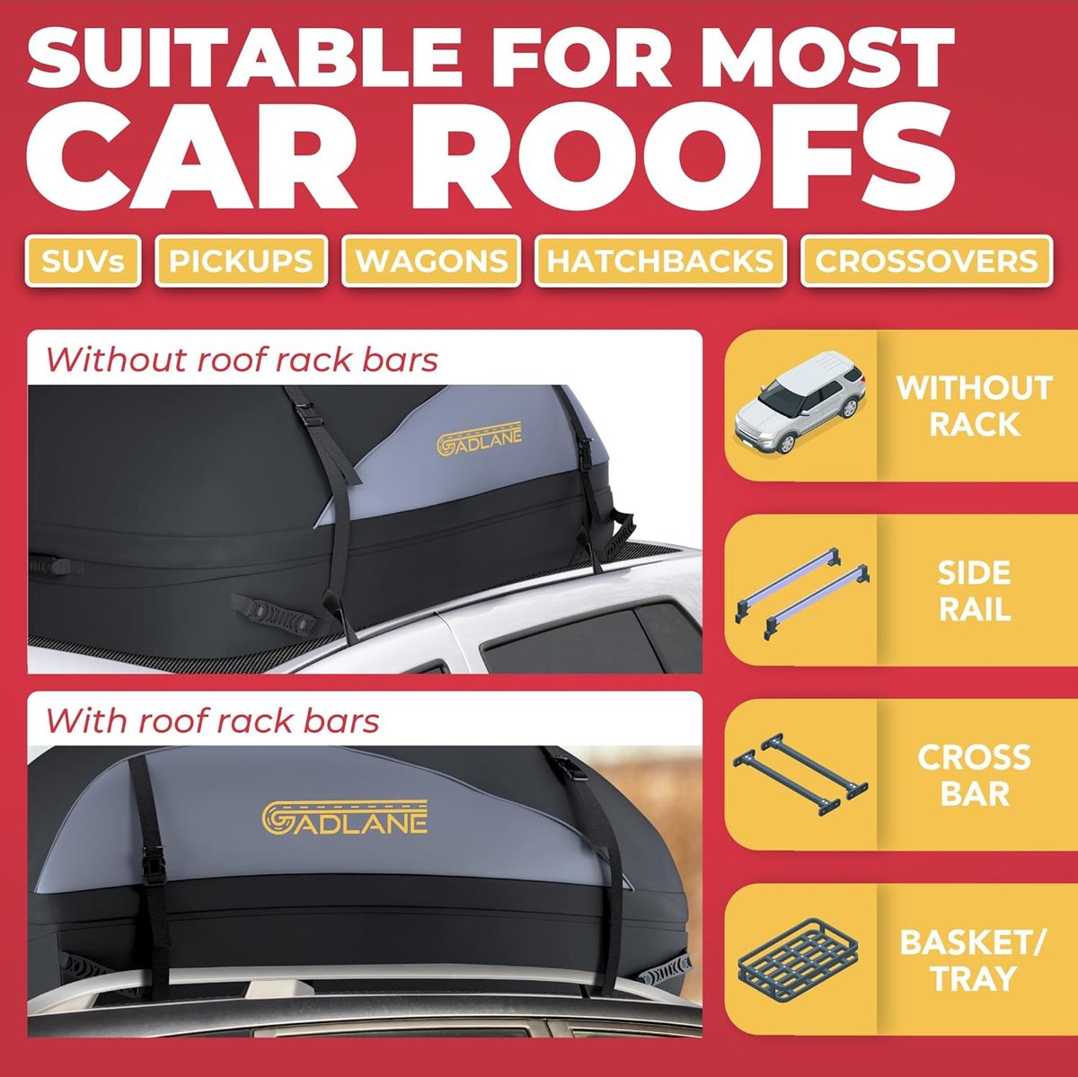 ACE-2 Type Roof Rack Luggage Carrier Compatible with Ford Kuga 3 (CX482) 2020-2026 Track Bars Grey Aluminum Rods