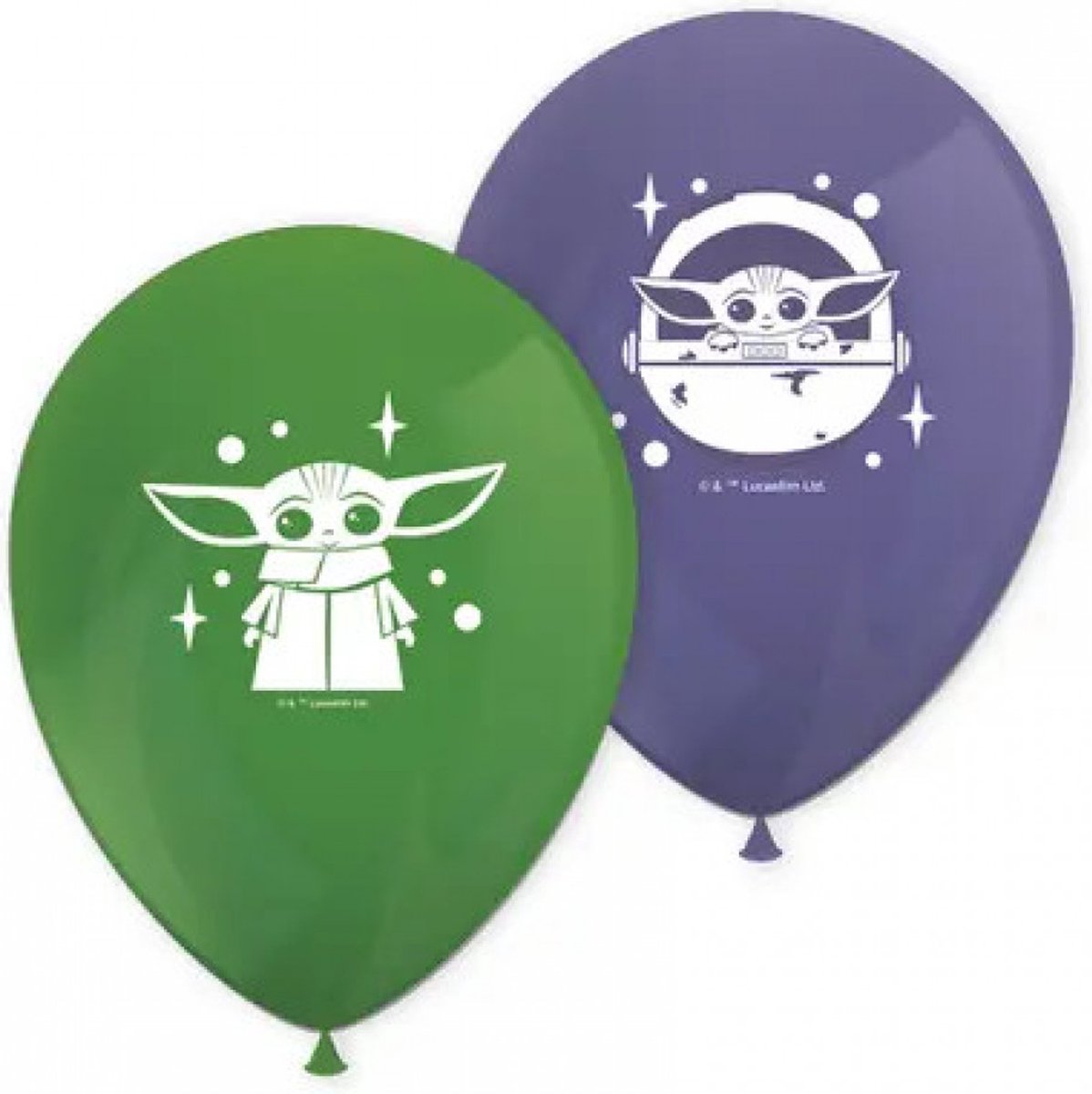 Ballonnen - Star Wars - The Mandelorian - Grogu - Baby Yoda - 8 stuks - Groen - Paars - Kinderfeestje