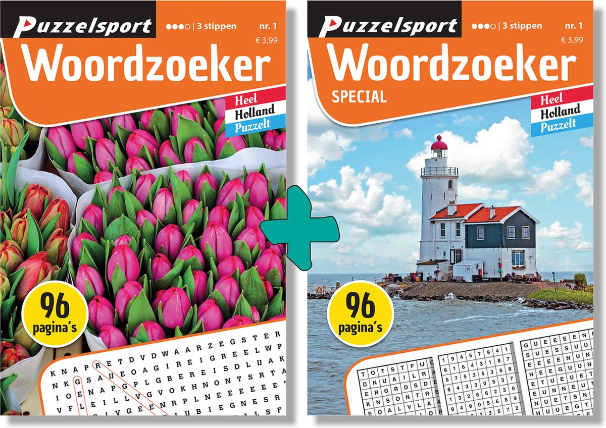 Puzzelsport - Puzzelboekenpakket - 2 puzzelboeken - Woordzoeker + Woordzoeker special - 96 pagina's - Puzzelsport