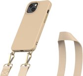 Housse de cordon Extra Luxe adaptée à iPhone 15 - Convient à Magsafe - Cordon amovible - Couleur caramel