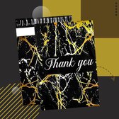 50 x Kleurrijke polyethyleen verzendzakken met handvat "Thank you" Gold marble formaat B4 25,5 x 37 cm- kunststof / Webshopzakken voor kleine bedrijven en kleding / Plastic Envelop / Verzendenveloppen / Koerierszakken / Poly Mailer