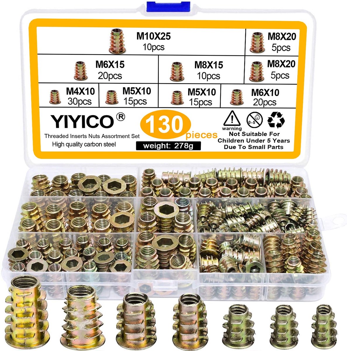 Lot De 25 écrous à Insert Moletés En Laiton - M8 X 8 Mm L X 10 Mm OD - Pour Montage Et Réparation - Marque Zaplyte
