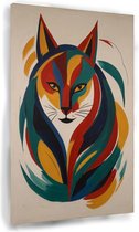 Abstract dier - Kleurrijk schilderij op canvas - Schilderij dieren - Moderne schilderijen - Canvas schilderij woonkamer - Decoratie muur - 75 x 100 cm 18mm