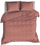 dekbedovertrek de couette en lin d'hôtel Premium en coton/satin rose - 240x200/220 (lits jumeaux) - aspect luxueux - brillance subtile - excellente qualité