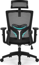 Chaise de bureau ergonomique - Chaise de bureau - Chaises de bureau pour Adultes - avec appui-tête, accoudoirs et support lombaire réglables - 150 kg - Zwart