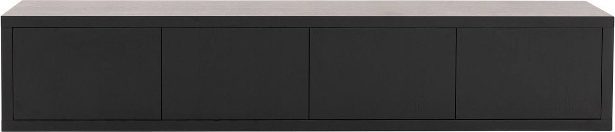 Goossens Tv Meubel Barcelona, 4 Kleppen Met Kabeldoorvoer - Hout Zwart