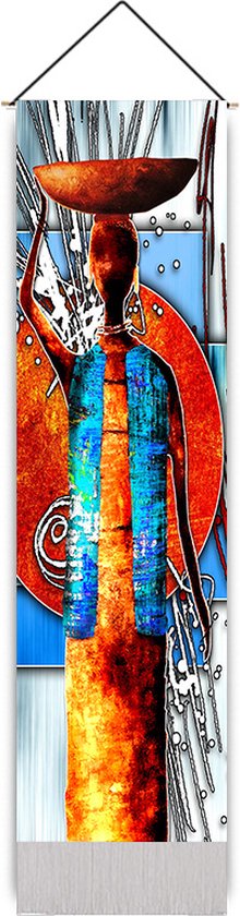 Afrikaanse vrouw silhouet tapijt / slaapzaal behang / slaapbank handdoek hoes / Home schilderij decoratie / muur opknoping - 32.5x130cm - groot tapijt - kinderkamer - poster 1