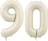 Cijfer Ballonnen Ballon Cijfer 90 Verjaardag Versiering Feest Helium Ballonnen Cijferballon Folieballon Wit Xl Formaat
