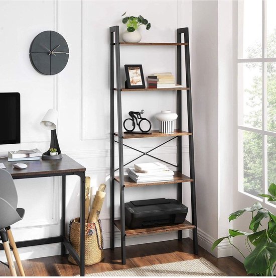 Vasagle Boekenkast - Vintage Kast Met 5 Planken - Boekenkasten