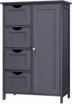 Petite commode 4 tiroirs et 1 porte bleu foncé - L55 cm