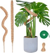 Buigbare Mosstokken voor planten, 2 x 25 inch/64cm Monstera Mosstokkenset voor klimplanten Handgemaakte slanke plantenstokken voor kamerplanten, aantrekkelijker, groener