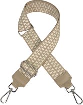 Qischa® Bag strap - Tassenriem - Schouderband - Schouderriem - Tassen Riem - Tas Hengsel - Verstelbare Riem - beige taupe, beige - zilveren hardware