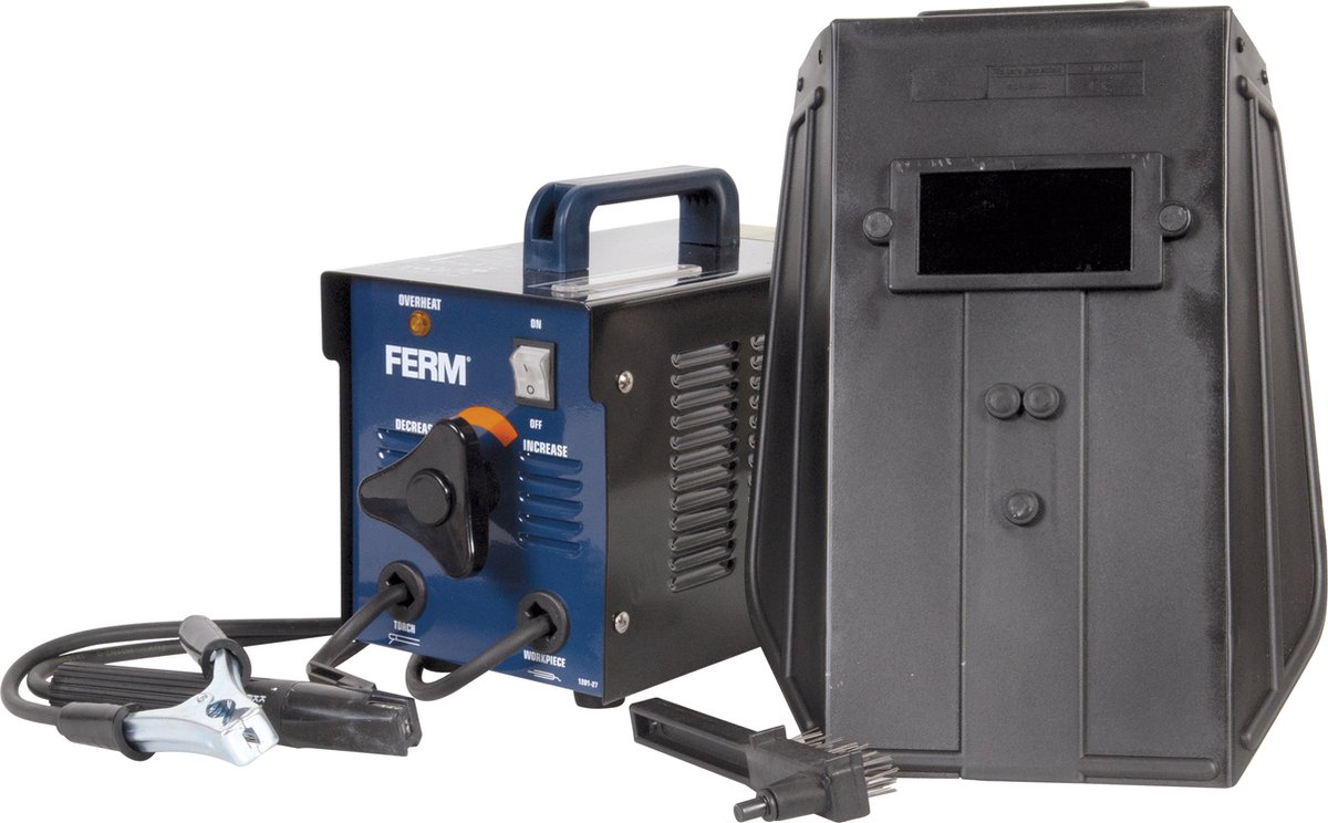 FERM - WEM1042 - Elektrisch lasapparaat - 40-100A - Oververhitting beveiliging - Instelbare lasstroom - inclusief - Laskap - Bikhamer en borstel - FERM