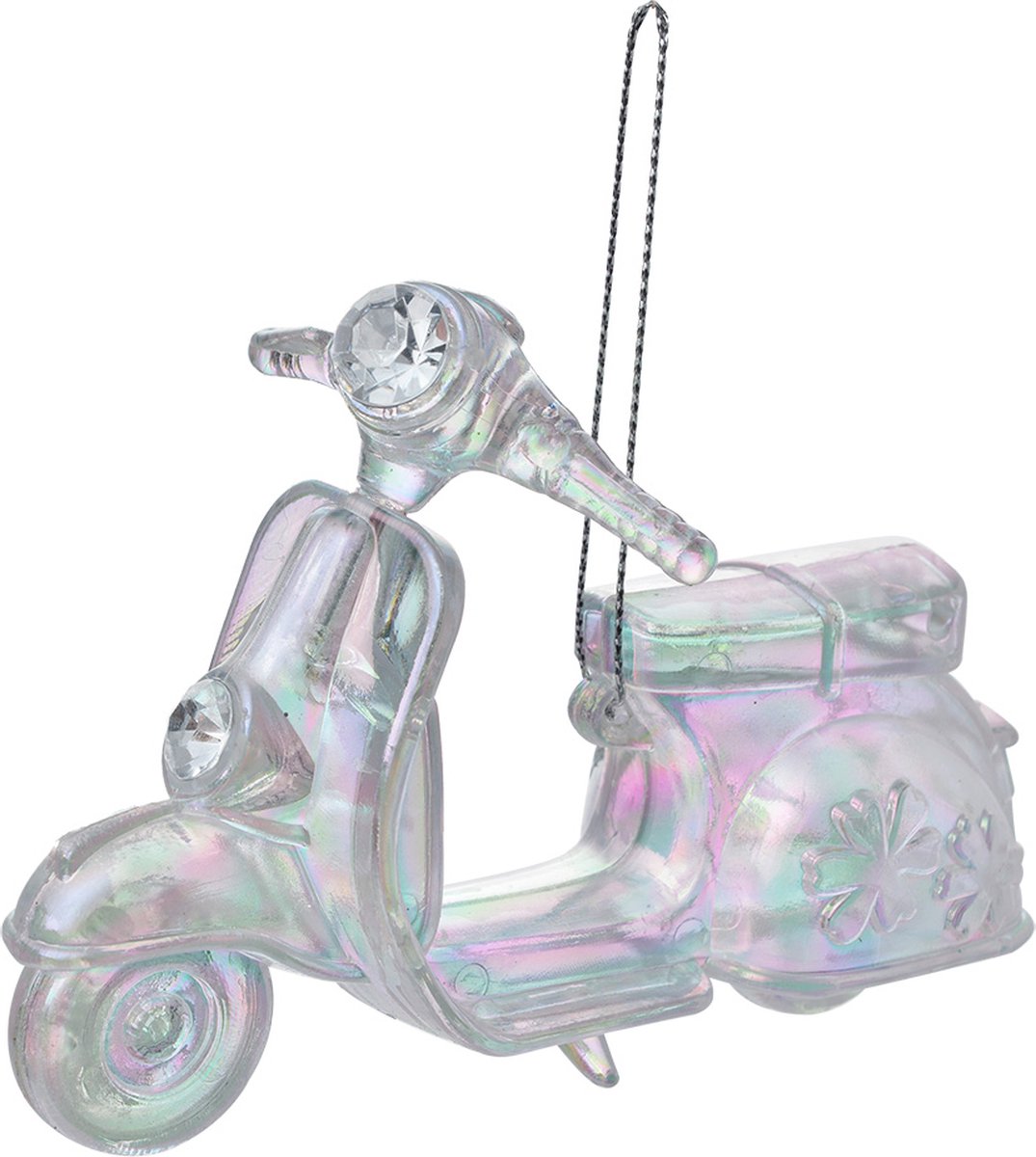 Clayre & Eef Kersthanger Scooter 12 cm Zilverkleurig Kunststof