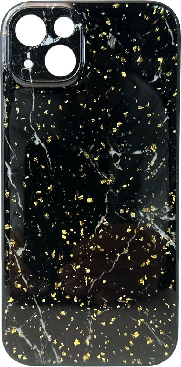 Silicone Hoesje Print - Backcover - Geschikt voor Apple iPhone 14 Plus - Marmer Zwart