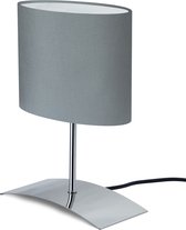 TrangoBedlampje 2018-04G *GREY EAGLE* Tafellamp met grijze stoffen kap incl. 1x E14 fitting voor LED-lampen, vensterbanklamp, bureaulamp, tafellamp, L: 20cm – B: 10cm - H: 30cm