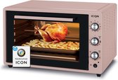 ICQN XXL Vrijstaande Oven - 60L - Convectie Mini Oven - Hetelucht & Grillfunctie - Geëmailleerde Holte - Roze
