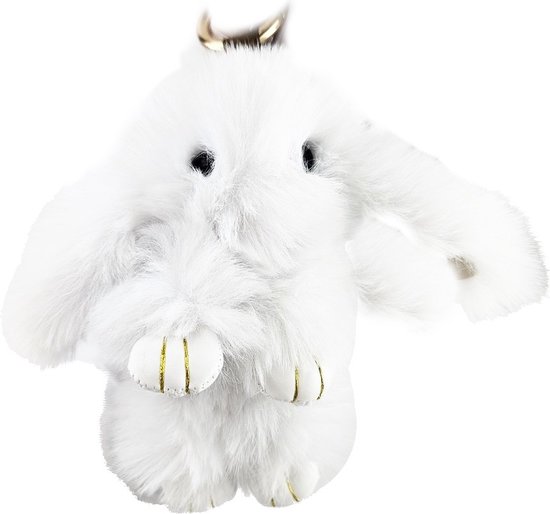 Porte-clés Sac Pendentif Grand Lapin blanc 13 CM Astuce cadeau pour fille enfant femme peluche douce pendentif lapin gros clé de luxe doux pendentif décoratif speelgoed pour clés de voiture accessoires fourrure