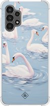 Casimoda® hoesje - Geschikt voor Samsung Galaxy A13 4G - Flower Touch - Shockproof case - Extra sterk - TPU/polycarbonaat - Blauw, Transparant