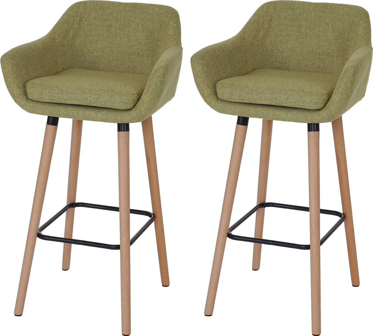 Cosmo Casa Set Van 2 Barkrukken - Barkruk - Counter Kruk - Textiel - Lichtgroen