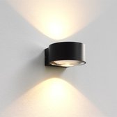 Wandlamp Hudson Zwart - Ø11cm - LED 2x4W 2700K 2x360lm - IP54 > wandlamp binnen zwart | wandlamp buiten zwart | wandlamp zwart | buitenlamp zwart | muurlamp zwart | led lamp zwart | sfeer lamp zwart