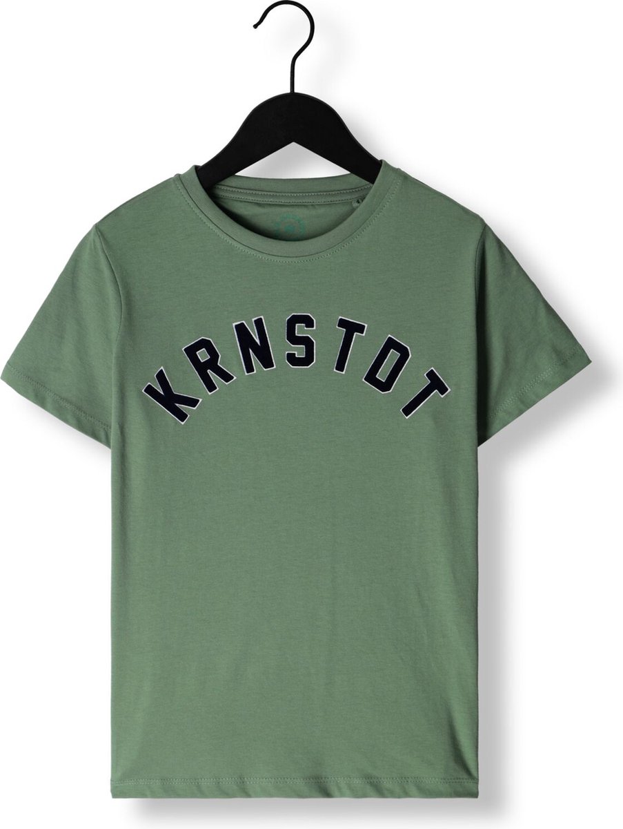 Kronstadt Timmi Organic/recycled Flock Print Tee Polo's & T-shirts Jongens - Polo shirt - Groen - Maat 110/116