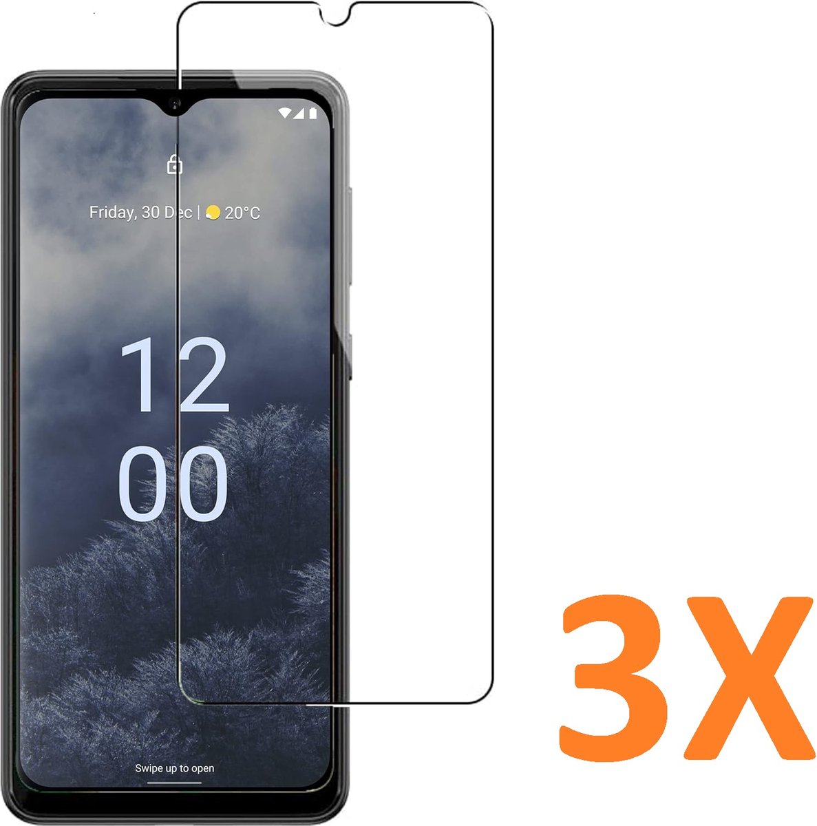 Screenprotector Glas - Tempered Glass Screen Protector Geschikt voor: Nokia G60 5G - 3x