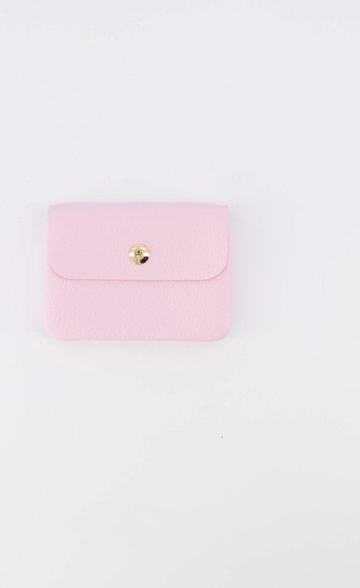 Portemonneetje-roze -klein -leer afsluitbaar met ritsje