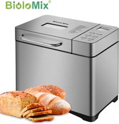 Clixify BioloMix® Broodbakmachines - 19in1 - 650W Programmeerbaar - Met noten en fruit dispenser - Grote Luxe Broodbakmachine - RVS zilver - Broodbak machine - Multifunctionele Broodmachine - 19 Programma's - 1 Kg Capaciteit