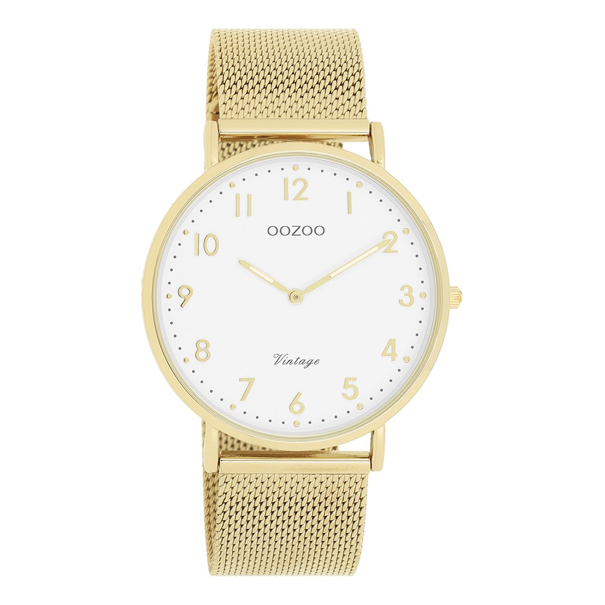 Goudkleurige OOZOO horloge met goudkleurige metalen mesh armband - C20342
