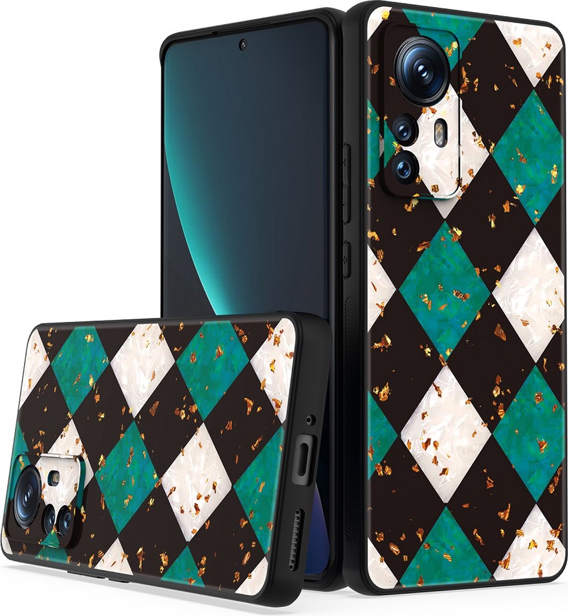 Silicone Hoesje Print - Backcover - Geschikt voor Xiaomi 12 / 12X - Marmer Groen