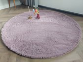 Tapijtdirect - Rabbit fur karpet Roze - 200 cm rond - 5 kleuren, super zacht- woonkamer - slaapkamer- karpet voor onder de kerstboom- huiselijke sfeer